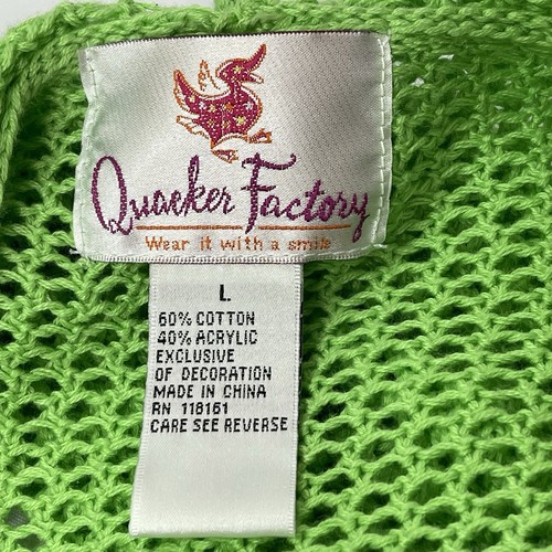 Quacker Factory Large Women’s Sleeveless Sweater Mesh Cardigan Set Strawberries - Picture 12 of 15