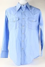 Vintage TG&Y Supreme Western Shirt Mens Pearl Snap M Cowboy Rodeo Blue 2 Pocket 