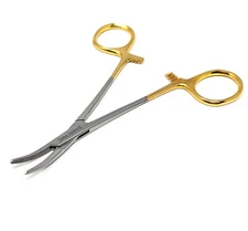 Fly Fishing Hemostat Forceps Pliers Fish Hook Removers 5" Curved Gold Handle
