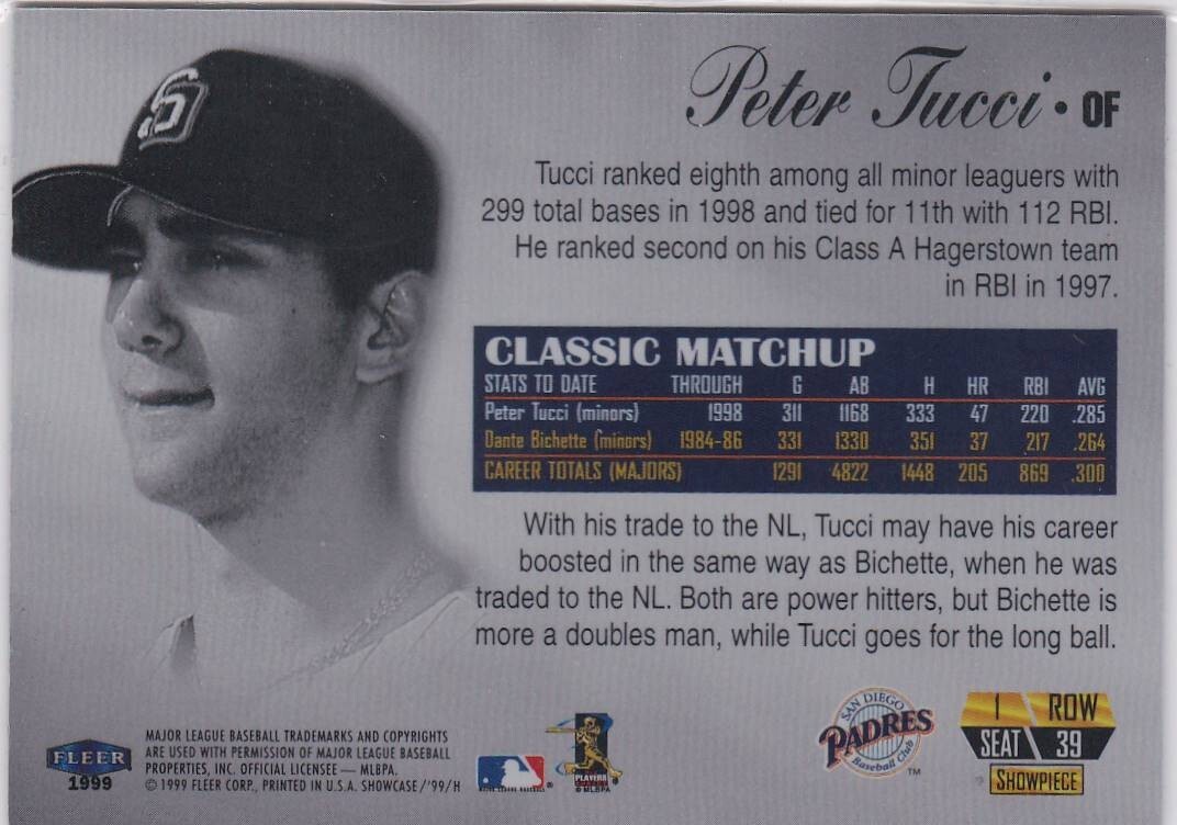 1999 Flair Vetrina Fila 1 Posto 39 Peter Tucci Padres 1500 Spedizione gratuita!