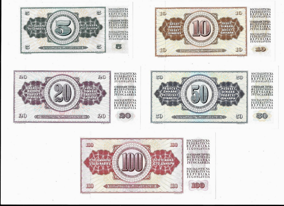 Billete yugoslavia 5 dinara 1968 papel moneda unc en Colombia