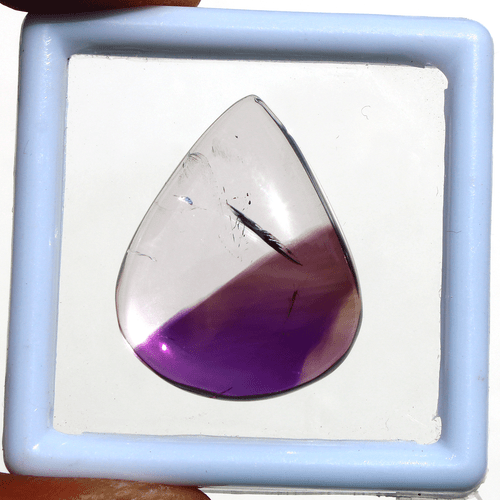 32 Cts Natural Amethyst Inclusion In Quartz 26.6mmx21.3mm Pear Cabochon Gemstone - Picture 3 of 15