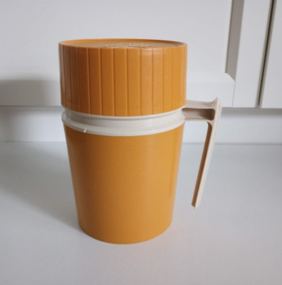 Vintage Thermos Handle Mug 10oz Retro Dark Gold Insulated King Seeley 1970s Prop