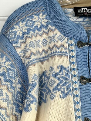 vintage⌘ノルディックカーディガン⌘ノーレンダー Vtg Norlender Cardigan Sweater Norwegian 100% New Wool Pewter