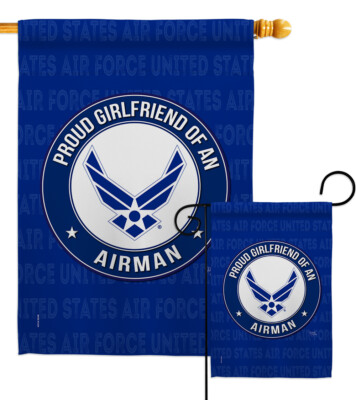 Proud Girlfriend Airman Garden Flag Air Force Armed Forces Yard House Banner