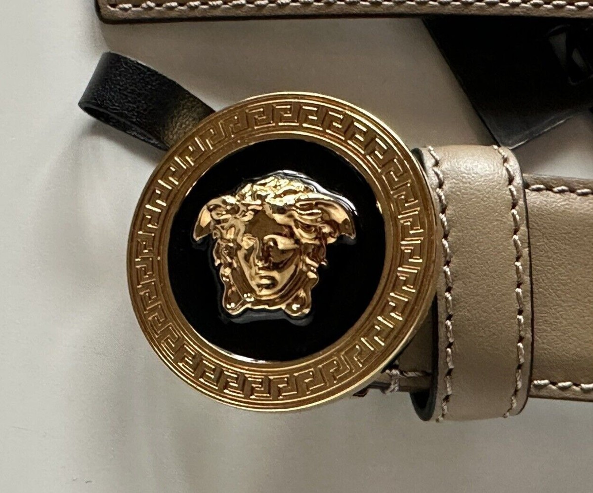 VERSACE ブラウン ベルト 110 Versace Medusa-Buckle Brown Slim Calf Leather Belt 110 (44
