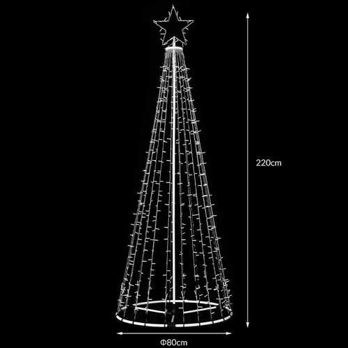 Albero Natale Luminoso 224 cm 592 LED BLU 8 Giochi Luce in Metallo per Esterno - Foto 2 di 5
