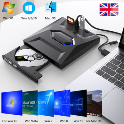 7in1 External USB 3.0 DVD CD RW Writer Drive Burner Reader Player For ...