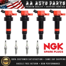 4x Energy Ignition Coil & NGK Spark Plug 4PCS for Accent Veloster/ Rio Soul L4