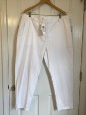 Eileen Fisher White Ankle Pants Womens Organic Cotton Hemp Stretch 178 Sz 20