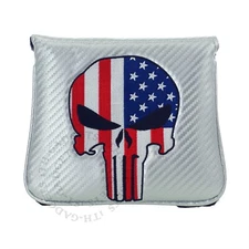 19th Hole Custom Shop US Flag Punisher Skull High-MOI Mallet Putter Headcover RH