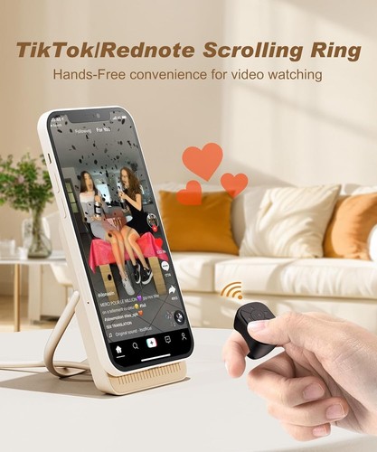 Tiktok Bluetooth Remote Control Scrolling Ring TIKTok Page Turner Black White PK - Picture 5 of 6