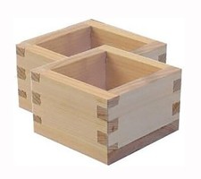 2 Pack Small Masu Wooden Sake Cup Hinoki Cypress Box 2 oz Made in Japan S-3323x2