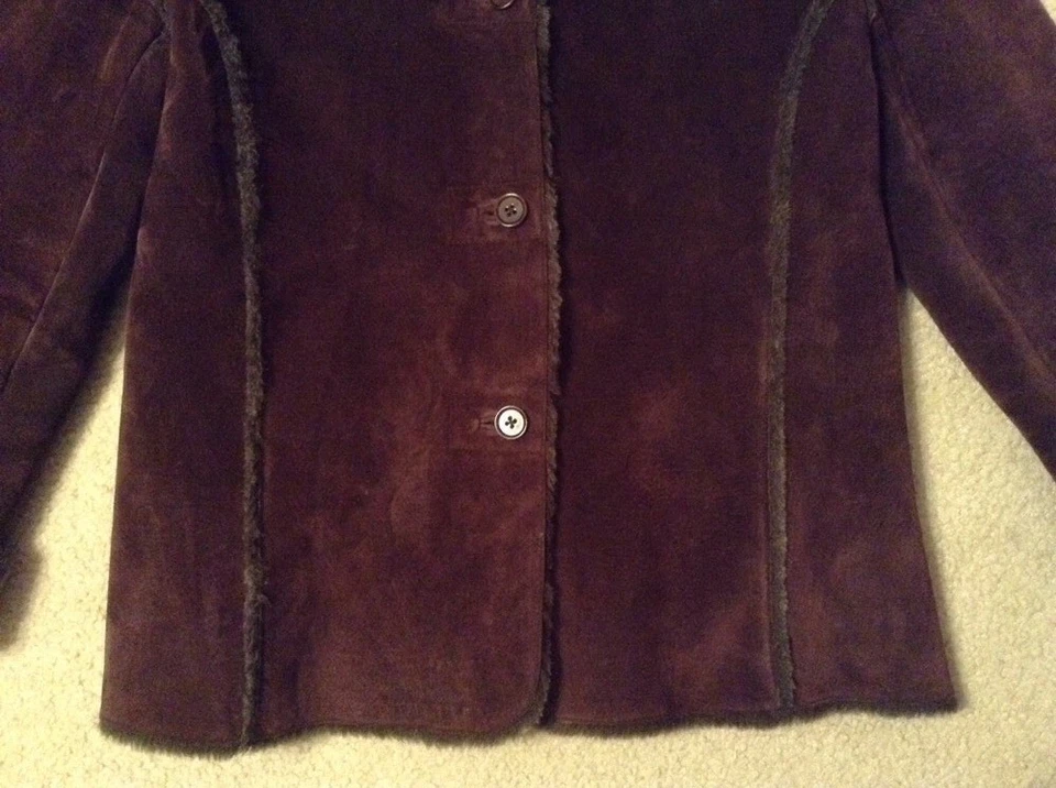 Usado en excelente estado! Chaqueta forrada de piel sintética de oveja marrón caslon para mujer talla L Foto 3 de 4