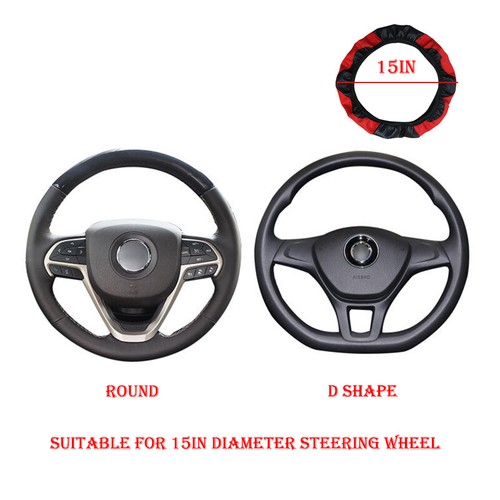 Universal 15" Car Steering Wheel Cover Breathable Anti-slip Carbon Fiber Leather - Picture 3 of 17