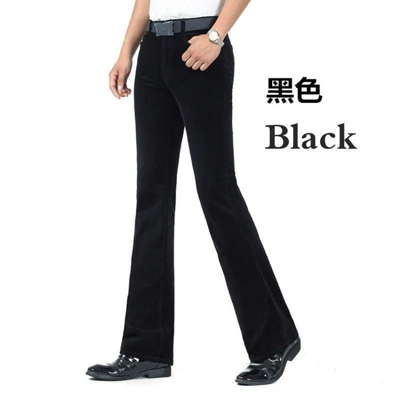 Black corduroy flared best sale trousers