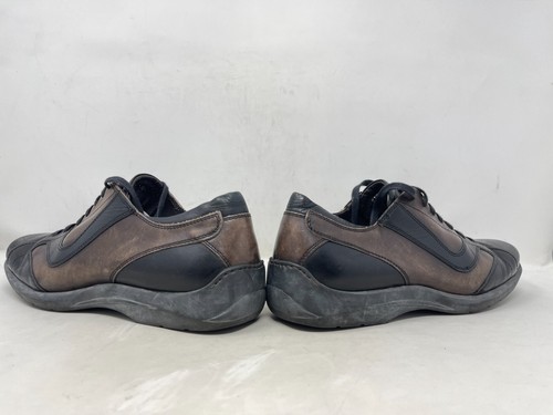 BACCO BUCCI leather lace-up sneaker Italy Burnished Patena Brown black SZ 10.5 - Picture 17 of 24