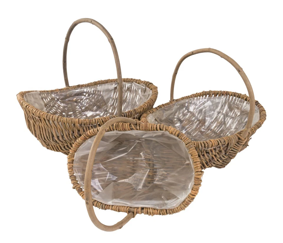 Weiden-Pflanzkörbe 3er-Set Weidenkorb Erntekorb Präsentkorb Picknickkorb Korb - Bild 2 von 3