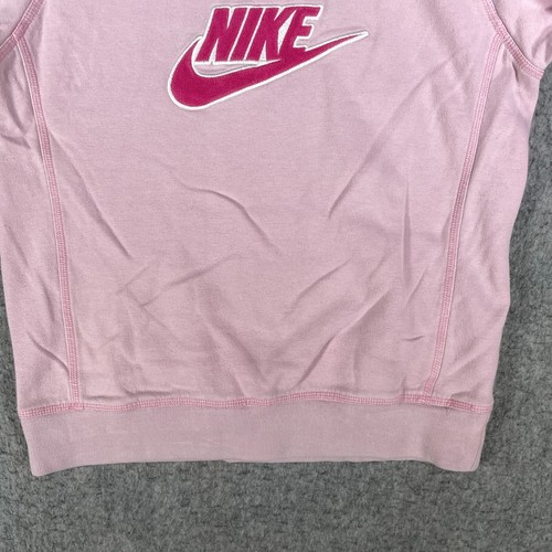 Vintage Nike Sweatshirt Girls XL 13-15 Pink Big Swoosh Logo Fleece Lined Y2K - Picture 8 of 13