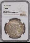 1922 D Peace Dollar NGC AU 58 Silver Denver Mint. Our T3235