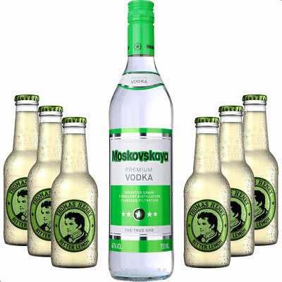 Vodka Lemon Set - Moskovskaya Vodka 0,5l (40% Vol) + 6x Thomas Henry Bitter Lem