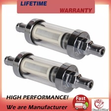 2PCS Universal Fuel Filter 9748 Clear View Inline 3/8" Hose Barb Petrol Glass