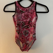 GK Gymnastics Leotard Child Medium Floral Pink and Brown