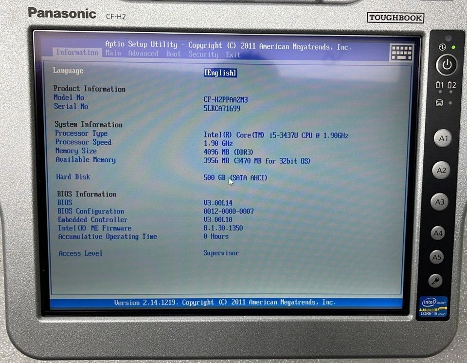 JUEGO NUEVO - PANASONIC HARDBOOK CF-H2 CF-H2PPAAZM3 CON NÚCLEO i5 Foto 3 de 4