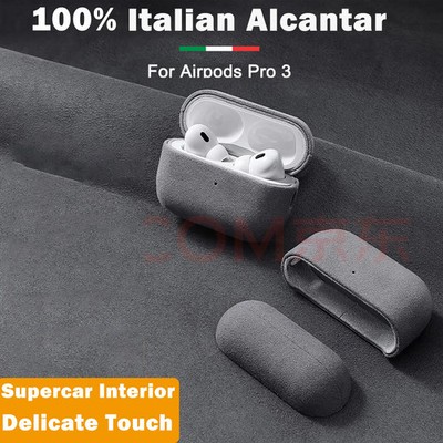 For Apple AirPods Pro 3 4 Genuine Alcan-tara Leather Case Suede Anti-drop Cover