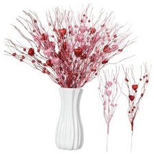 Pcs Valentine Floral Picks 16 Inch Glitter Heart Picks Bulk Red 24 Red, Pink