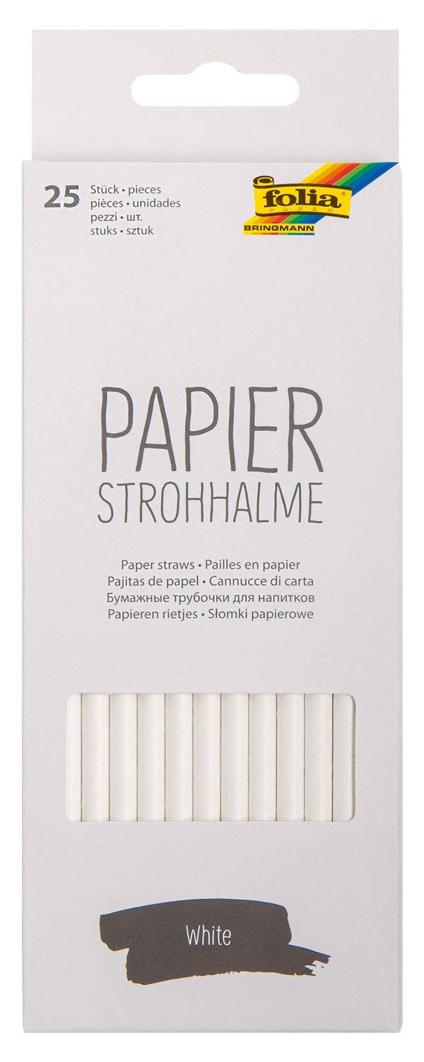 Folia 12500 white approx 197 cm long diameter 6 mm 25 plain coloured straw 3090₽