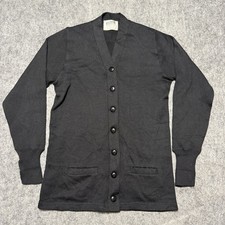 Vintage 50s 60s Coleman Black Worsted Wool Letterman Cardigan Sweater Small
