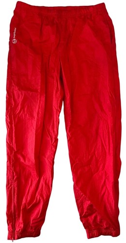 Sergio Tacchini, Sergio Tacchini Vintage Red Nylon Track Pants Mens Size 38 Elastic Waist Joggers