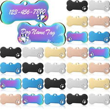 30 Pcs Stainless Steel Blank Pet ID Tags Personalized Dog Name Tag Hollow Design