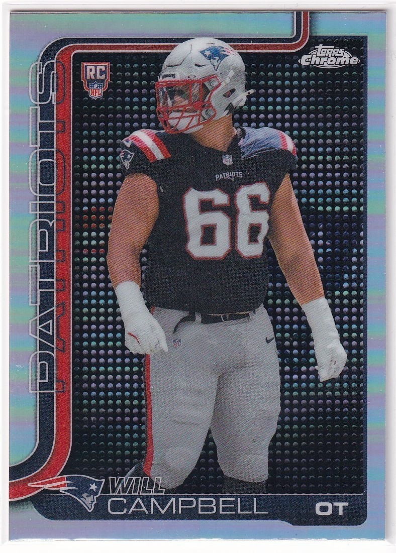 Will Campbell 2025 Topps Chrome NFL Lightboard Logo Variation SP Patriots RC