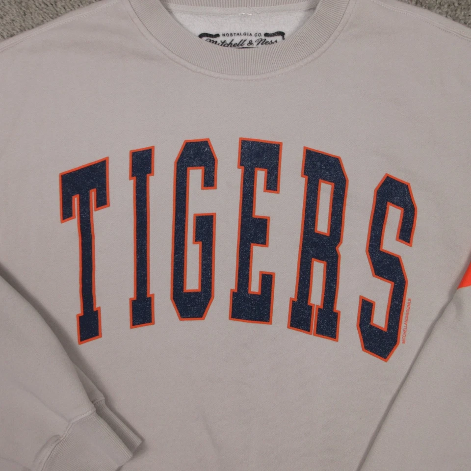 Detroit Tigers Sweater Adult XL Gray Mitchell Ness Crewneck Sweatshirt Fleece - Image 2 of 4