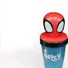 Bluey Spider-Man Character Sippy Cup with Lid Topper, Blue Red Black White