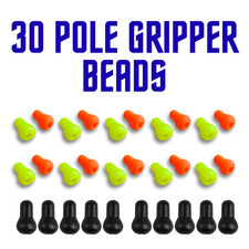 30 x Pole Elastic Gripper Beads - 10 Yellow, 10 Orange, 10 Black - Match Fishing