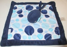 Carter s WHALE Lovey Security Blanket Navy Blue Polka Dots Plush Baby Toy 13"