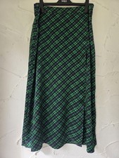 Finery Size 14 Green Navy Diagonal Check Satin Wrap Style Midi Skirt