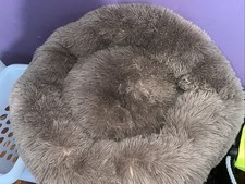 NEW 24" Round Soft Donut Plush Fluffy Cozy Warm Brown Calming Dog / Cat Pet Bed
