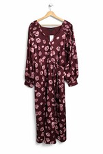 BNWT UK 18 French Connection Brown / Burgundy Floral Satin Wrap Midi Dress