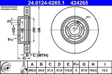 2x Bremsscheibe ATE 24.0124-0265.1 für MERCEDES KLASSE W177 V177 Sports Tourer
