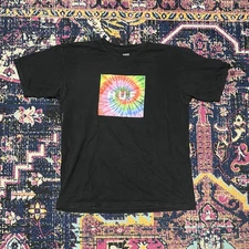 HUF Shirt Large Box Black Short Sleeve Skateboarding Graphic Tee Tie-Dye Logo