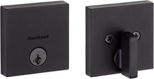 Kwikset Deadbolt Lock, Matte Black Square Exterior Keyed Front Entry Door