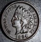 1894 INDIAN HEAD CENT - With LIBERTY & DIAMONDS - XF EF