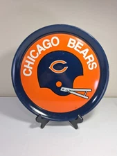 VINTAGE 1970S CHICAGO BEARS METAL BEER TRAY. 14 INCHES