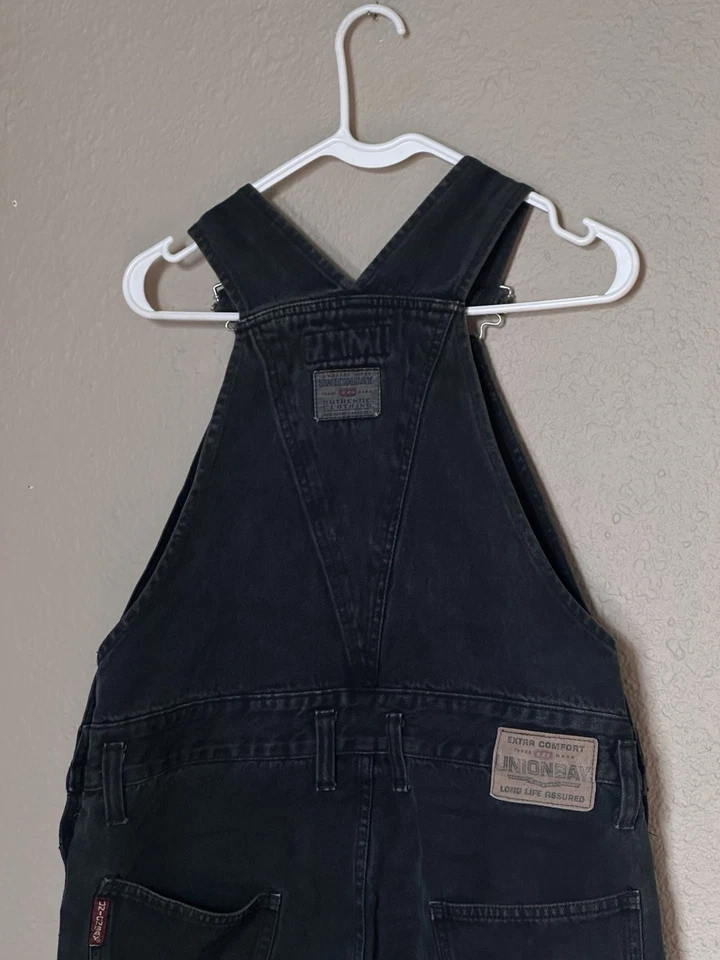 Mono baberos vintage años 90 Y2K Union Bay talla M pierna recta denim oscuro Foto 3 de 4