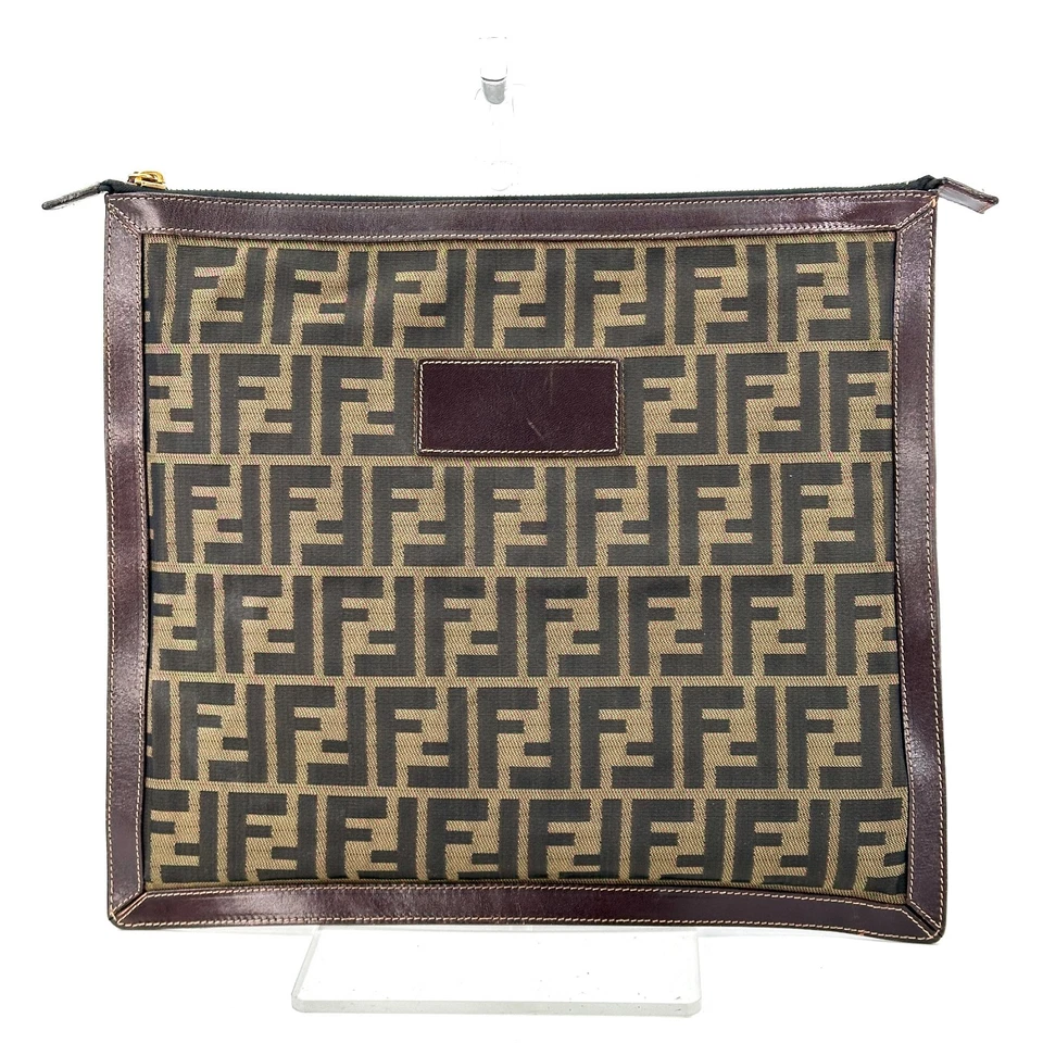 Fendi  Clutch Bag Purse  Zucca Leather Nylon Authentic 409T0364 - Image 2 of 4