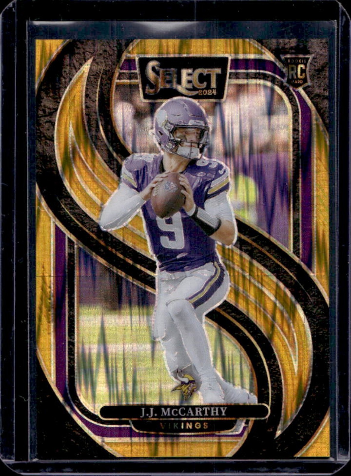 2024 Select JJ McCarthy Premier RC Gold Prizm Shock #2/10 Vikings
